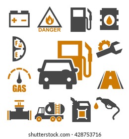 gas station icon set