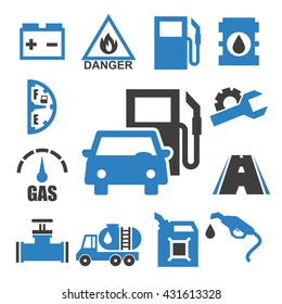 gas station icon set
