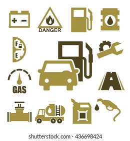 gas station icon set
