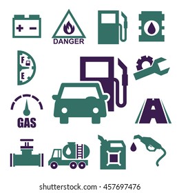 gas station icon set