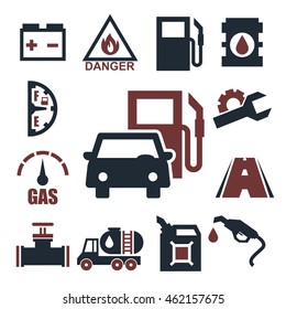 gas station icon set