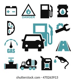 gas station icon set