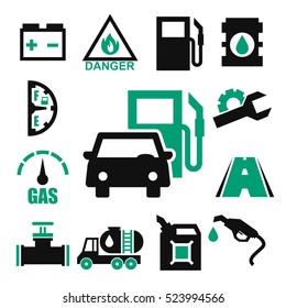 gas station icon set