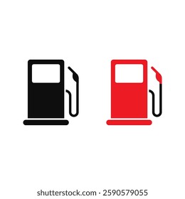 Gas Station Icon Set. Fuel Pump Sign. Fueling Station Vector Illustration.