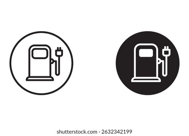 Gas station icon set. Fuel sign, gas, petrol, oil, gasoline. electric car charging station