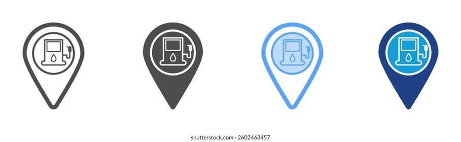 Gas Station Icon Set Multiple Style Collection
