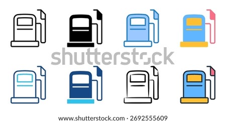 Gas station icon set multiple style collection 
