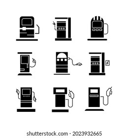conjunto de iconos de la gasolinera. símbolo del paquete de estaciones de gas elementos vectores para web infográfica