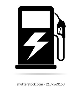 Gas station icon with shadow, nozzle isolated logo vector, pump gasoline design, oil power energy symbol .