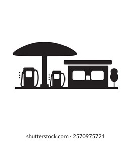 Gas station icon silhouette vector on white background