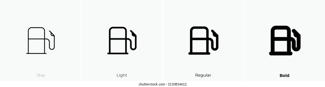 gas station icon. Thin, Light Regular And Bold style design isolated on white background