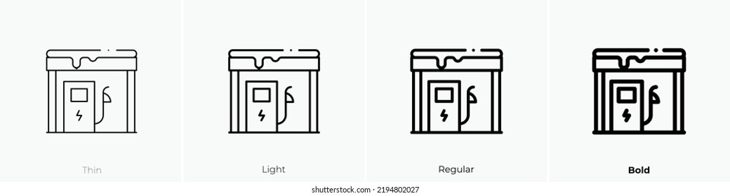 gas station icon. Thin, Light Regular And Bold style design isolated on white background