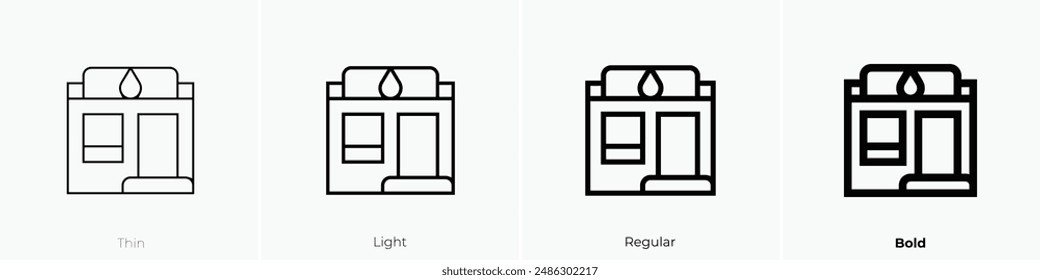 Tankstellen-Symbol. Dünnes, leichtes Regular- und Bold-Design isoliert auf weißem Hintergrund