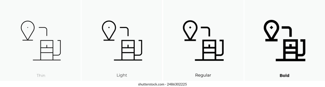 gas station icon. Thin, Light Regular And Bold style design isolated on white background
