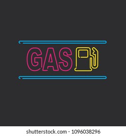 Gas station icon, vector illustration design. Neon logo collection.