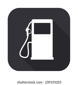 gas station icon - vector illustration with long shadow isolated on gray