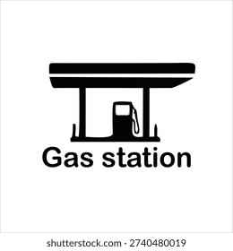 Gas Station Icon Vector Illustration – Fuel Pump Symbol in Black and White