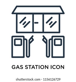Gas station icon vector isolated on white background, Gas station transparent sign , line symbol or linear element design in outline style