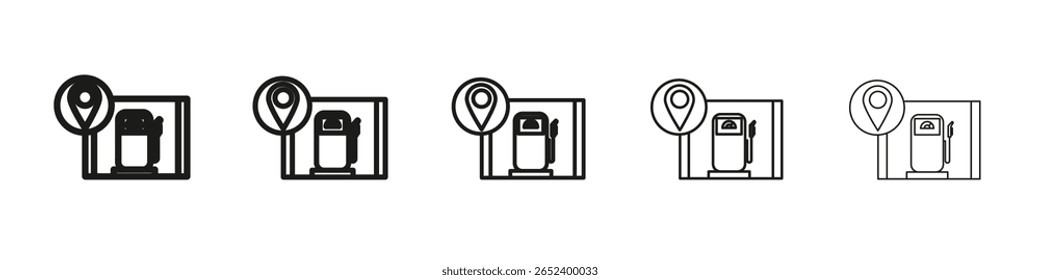 Gas station icon vector outline set illustration sign