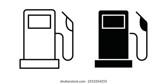 Iconos de la gasolinera en estilo negro lleno y delineado