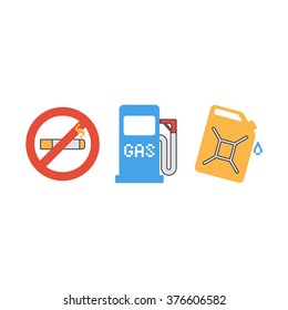 Gas station icons. Flat vector illustration