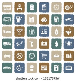 Gas Station Icons. Grunge Color Flat Design. Vector Illustration.