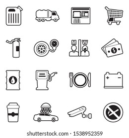 Gas Station Icons. Line With Fill Design. Vector Illustration.
