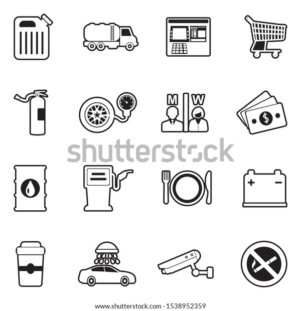 Gas Station Icons. Line With Fill Design.\
Vector Illustration.