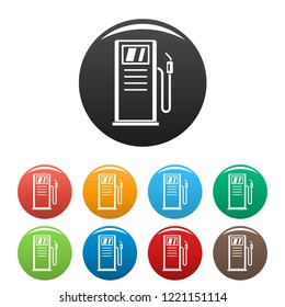 Gas station icons set 9 color vector isolated on white for any design