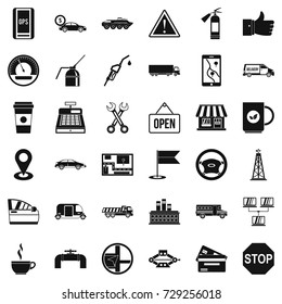 Gas station icons set. Simple style of 36 gas station vector icons for web isolated on white background