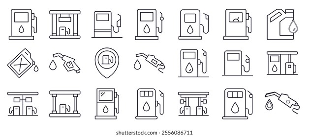 Gas station icons set vector. editable	