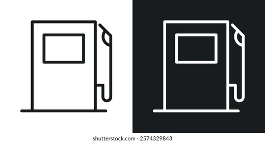 Gas station icons in thin black and white stroke liner style