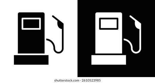 Gas station icons vector set in solid flat style