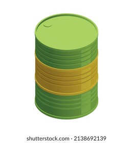 Composición isométrica de la estación de gas con imagen aislada de lata verde en ilustración vectorial de fondo en blanco