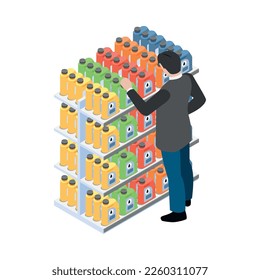 Gas station isometric composition with isolated view of fuel filling station infrastructure element vector illustration