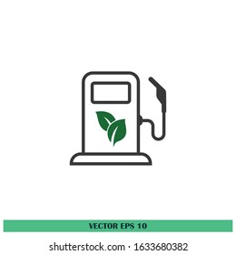 gas station and leaf icon bio gas station symbol vector design element eps10