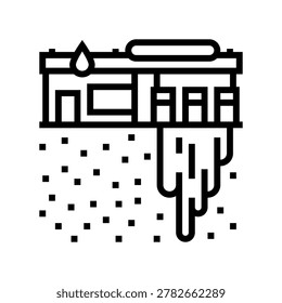 gas station leaking into earth line icon vector. gas station leaking into earth sign. isolated contour symbol black illustration
