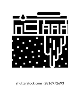 gas station leaking into earth glyph icon vector. gas station leaking into earth sign. isolated symbol illustration