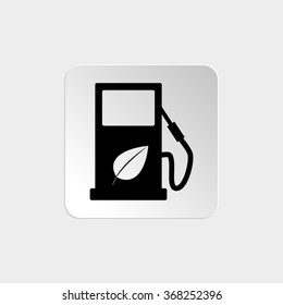 gas station with leaves  - black vector icon