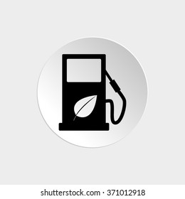 gas station with leaves  - black vector icon