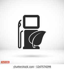 Gas station with leaves icon. Vector  Eps 10 