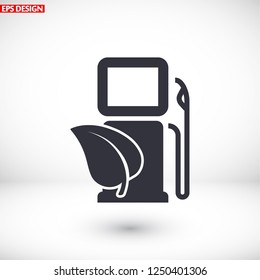 Gas station with leaves icon. Vector  Eps 10 
