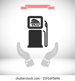 Gas station with leaves icon. Vector Eps 10 . Lorem Ipsum Flat Design
