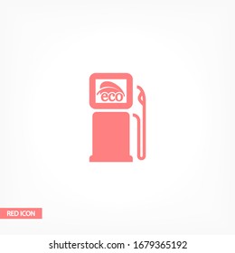 Estación de gas con icono de hojas. Vector Eps 10 . Diseño plano Lorem Ipsum