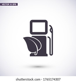 Gas station with leaves icon. Vector  Eps 10 . Lorem Ipsum Flat Design 