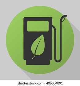 Gas Station With Leaves Icon Vector, Solid Illustration, Pictogram Isolated On Gray