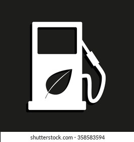 gas station with leaves -  vector icon with shadow