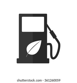 gas station with leaves  - vector icon