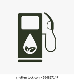 Gas station with leaves vector icon. Eco fuel symbol.