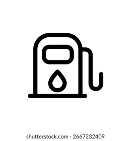 El icono de la línea de la gasolinera está diseñado en un estilo fácilmente reconocible. Es adecuado para una variedad de necesidades visuales, como medios digitales u otros proyectos de Diseño gráfico